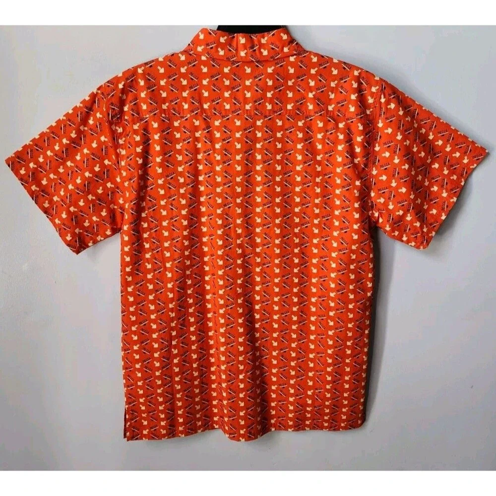 VTG Nwt Mecca Shirt Boys XL 18/20 Spellout Orange Short Sleeve Button Up Hip Hop